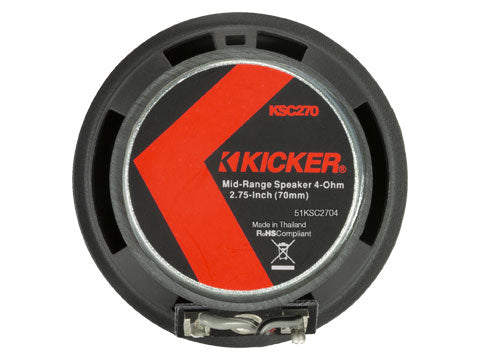 Kicker 51KSC2704 2.75" 50W 4-Ohm Coaxial Mid-Range Speakers w/ Tweeters KSC270