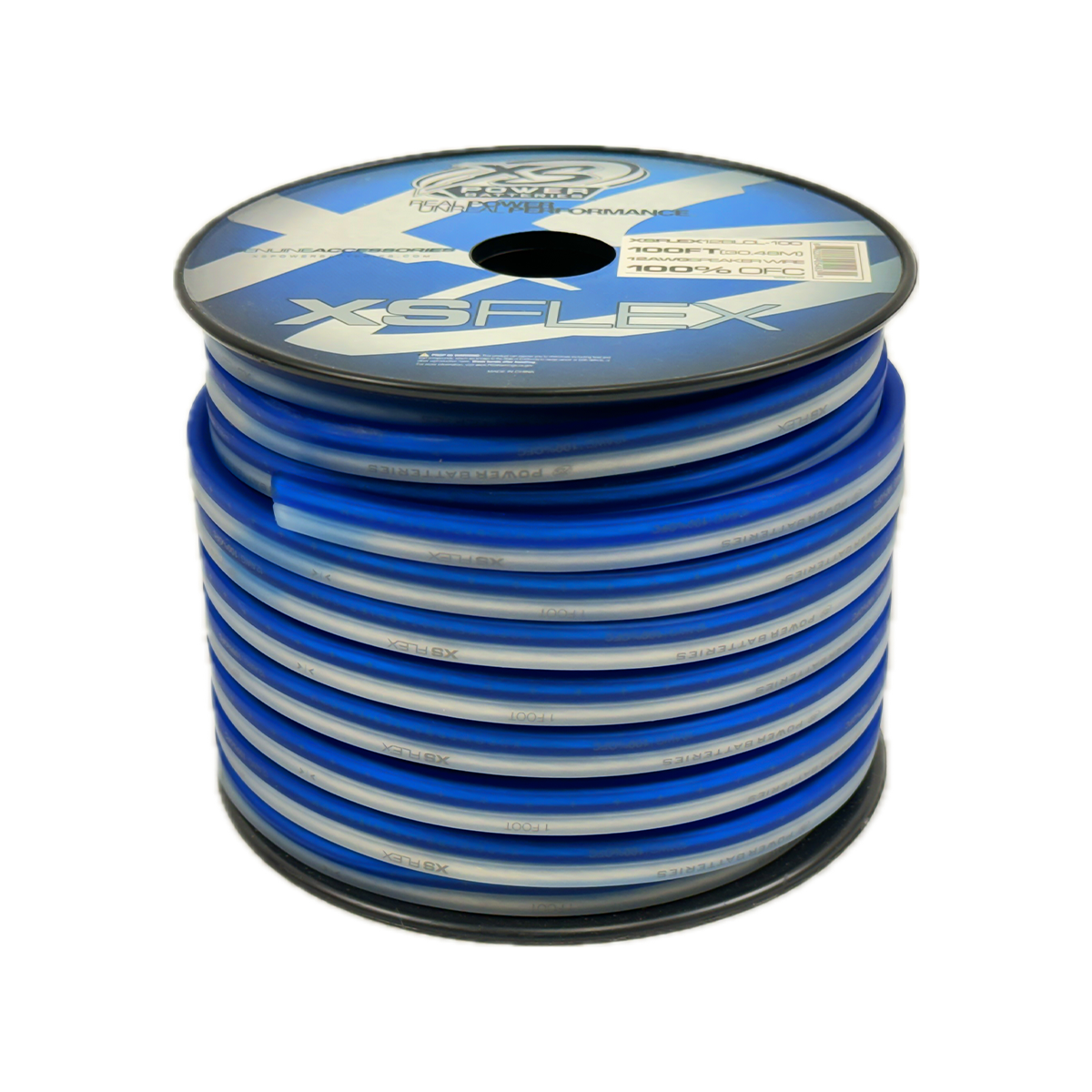 XS Power XS Flex 12 Gauge 100FT. Spool Blue/Clear Speaker Wire