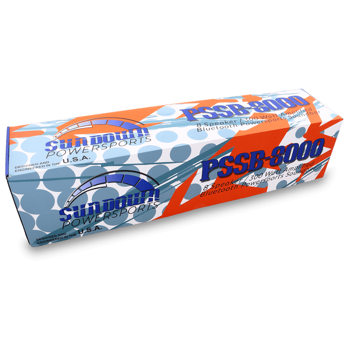 PSSB-8000 8 Speaker 300 watt Amplified Bluetooth Powersports Soundbar - Sundown Audio