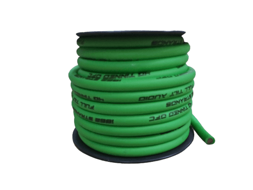 Full Tilt 4 Gauge Lime Green 50' OFC Power/Ground Cable/Wire - Showtime Electronics