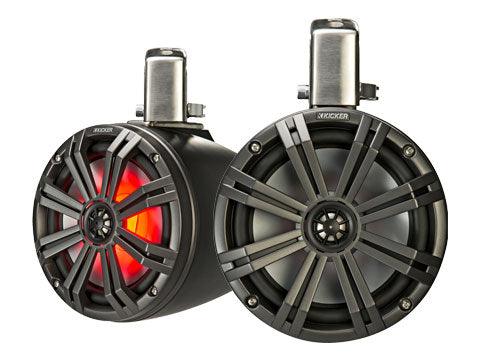 Kicker 45KMTC8 8" 300W Marine/Boat/Powersports 7-Color-LED Coaxial Tower Speakers - Showtime Electronics