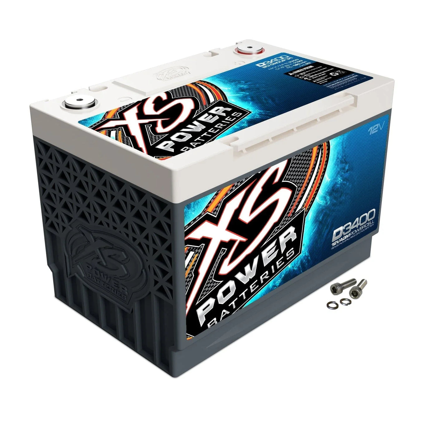High-performance XS Power D3400 12-Volt AGM battery for vehicles.