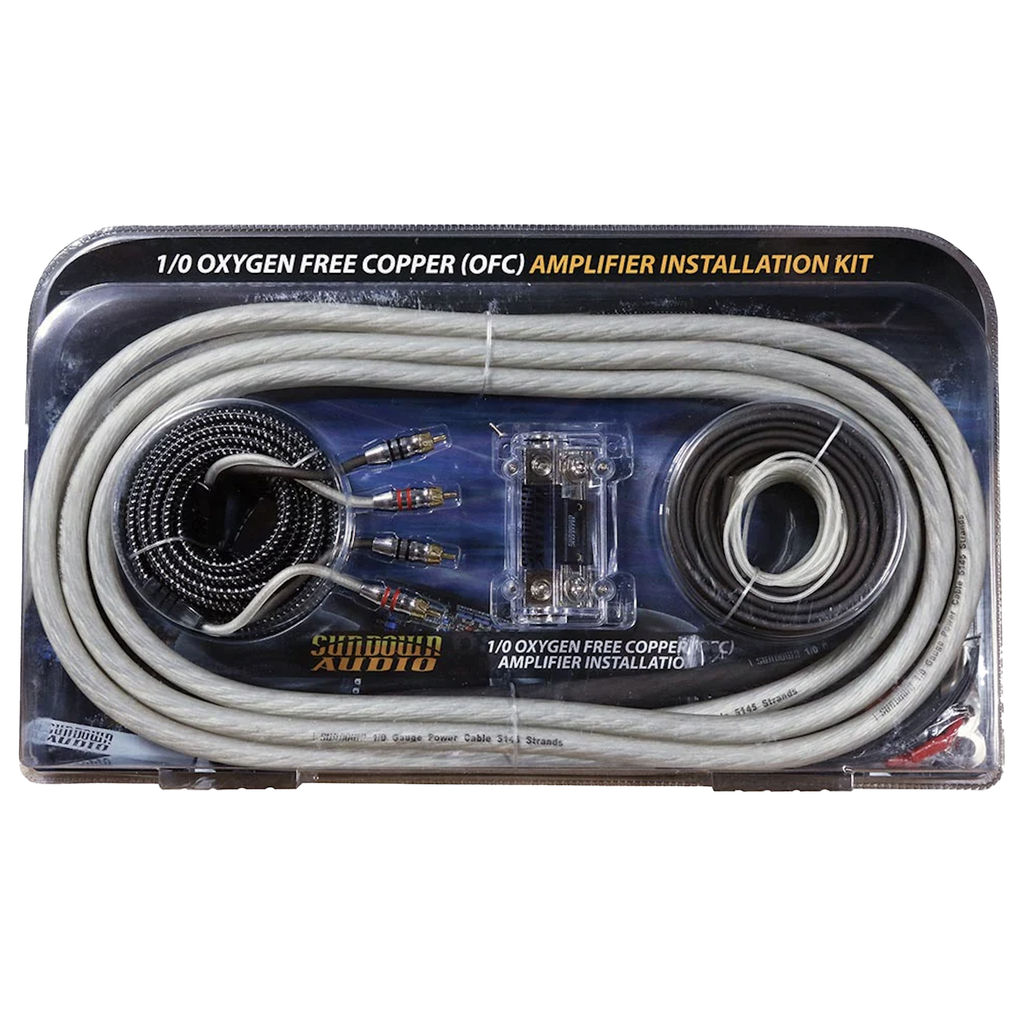 Sundown Audio 1/0 Gauge AWG Silver/Black OFC Amplifier Wire Kit