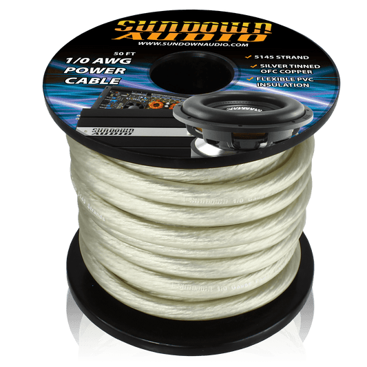 1/0 SILVER 50' Tinned OFC Oxygen Free Copper Power Cable - Sundown Audio