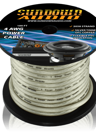4 Gauge SILVER 100' Tinned OFC Oxygen Free Copper Power Cable - Sundown Audio