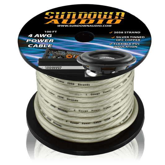 4 Gauge SILVER 100' Tinned OFC Oxygen Free Copper Power Cable - Sundown Audio