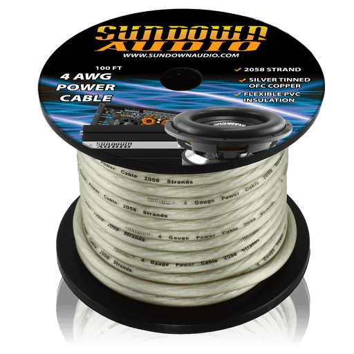 4 Gauge SILVER 100' Tinned OFC Oxygen Free Copper Power Cable - Sundown Audio