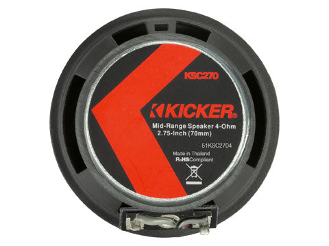 Kicker 51KSC2704 2.75" 50W 4-Ohm Coaxial Mid-Range Speakers  w/ Tweeters KSC270