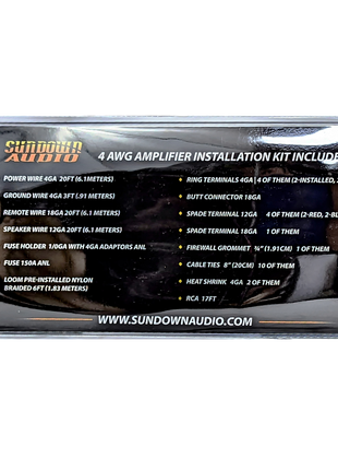Sundown Audio 4 Gauge AWG Silver/Black OFC Amplifier Wire Kit