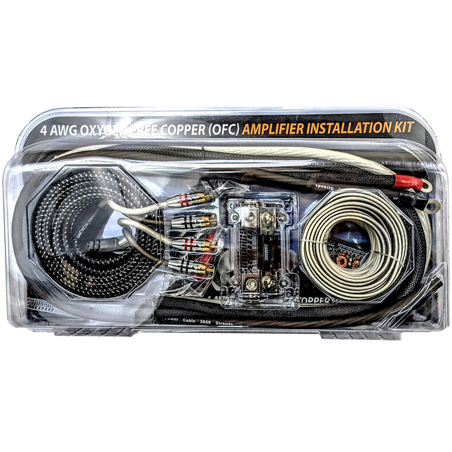 4 Gauge AWG Silver/Black OFC Amplifier Wire Kit - Sundown Audio