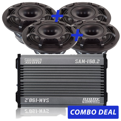 4 BPS-6.5" Powersports Speakers & 1 SAM-150.2 Combo Deal