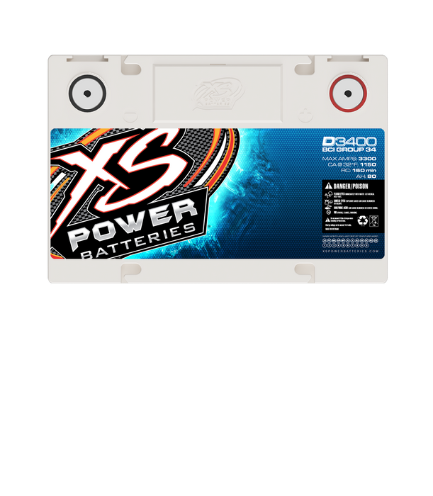 XS Power D3400 12V AGM 3300A Car Audio AGM Battery/PowerCell Group 34