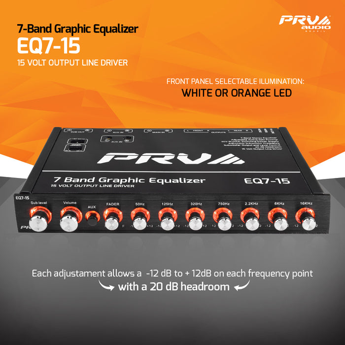 PRV Audio EQ7-15 7 Band 1/2 DIN Car Audio Equalizer