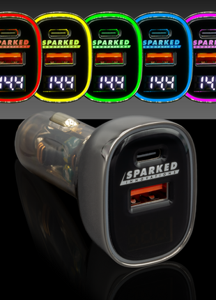 Sparked Innovations 12v USB Car Charger + Voltmeter