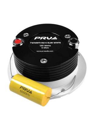 PRV Audio PAIR of TW400Ti-Nd-4 SLIM WHITE 240W 4-Ohm Car Pro Bullet Tweeters