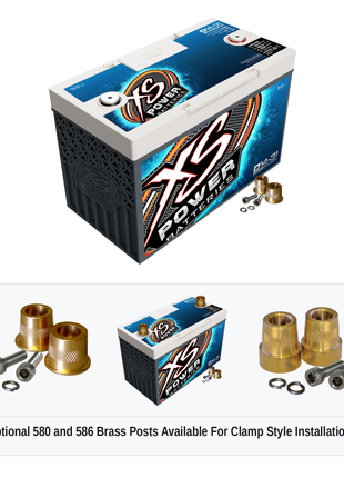 XS Power D14-31 Group 31 14V AGM battery with optional 580 and 586 brass post adaptors for clamp style installations