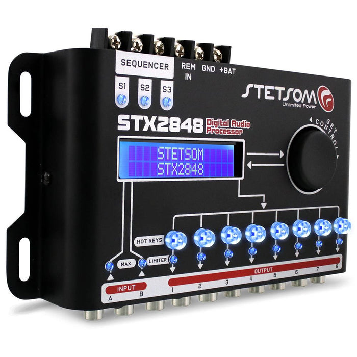 STETSOM STX 2848 DSP CROSSOVER & EQUALIZER 8 CHANNEL FULL DIGITAL SIGNAL PROCESSOR (SEQUENCER) 2.8
