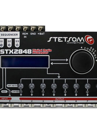 STETSOM STX 2848 DSP CROSSOVER & EQUALIZER 8 CHANNEL FULL DIGITAL SIGNAL PROCESSOR (SEQUENCER) 2.8