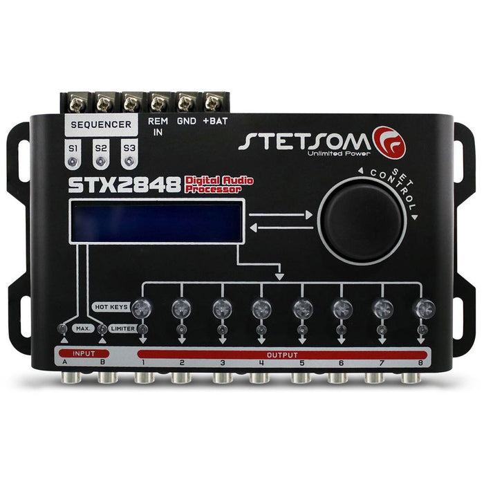 STETSOM STX 2848 DSP CROSSOVER & EQUALIZER 8 CHANNEL FULL DIGITAL SIGNAL PROCESSOR (SEQUENCER) 2.8