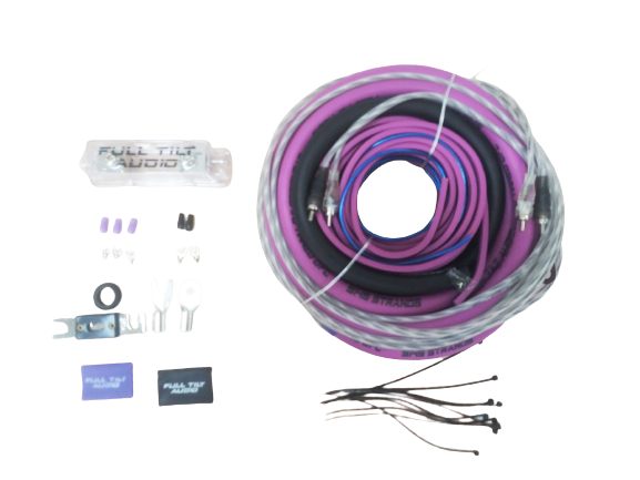 LIMITED EDITION: Full Tilt 1/0 Gauge AWG Pink/Black Amplifier/Amp Wire Kit