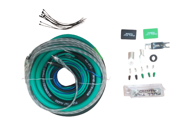 LIMITED EDITION: Full Tilt 1/0 Gauge AWG Seafoam/Black Amplifier/Amp Wire Kit