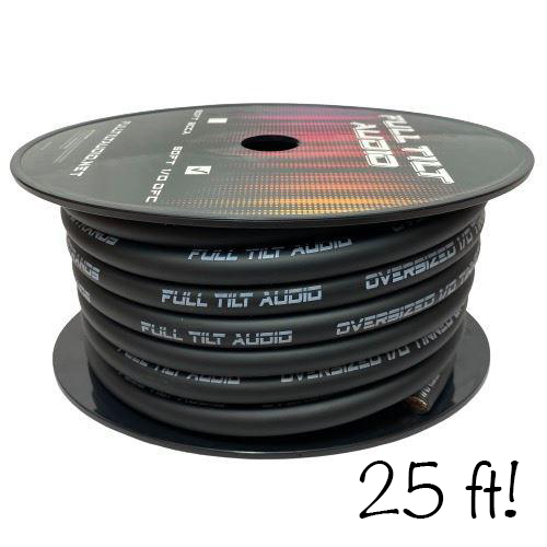 Full Tilt 1/0 BLACK 25' Tinned OFC Oxygen Free Copper Power/Ground Cable/Wire