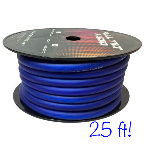 Full Tilt 1/0 BLUE 25' Tinned OFC Oxygen Free Copper Power/Ground Cable/Wire