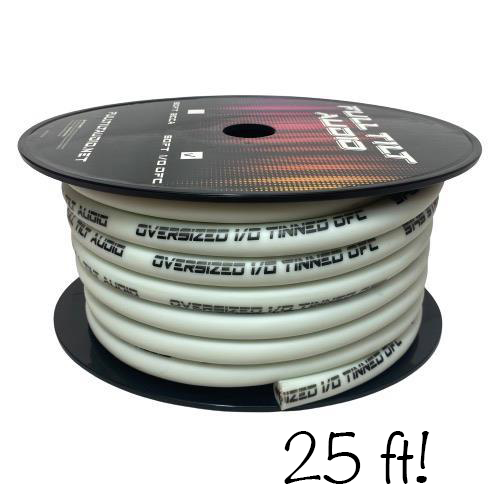 Full Tilt 1/0 WHITE 25' Tinned OFC Oxygen Free Copper Power/Ground Cable/Wire