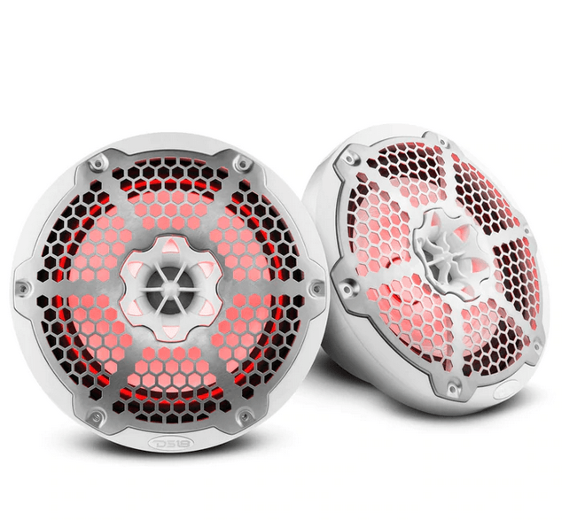 DS18 Hydro NXL-8M/WH 8" 375 Watt WHITE 2-Way Marine Speakers with Integrated RGB LED - Showtime Electronics