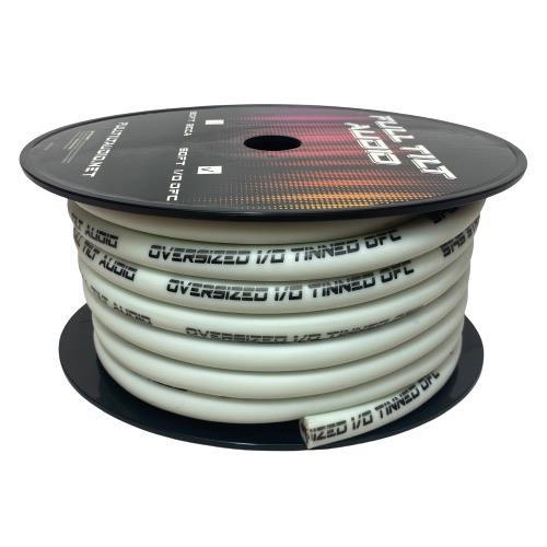 Full Tilt 1/0 WHITE 50' Tinned OFC Oxygen Free Copper Power/Ground Cable/Wire - Showtime Electronics