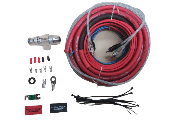 Full Tilt 4 Gauge AWG Red/Black Amplifier/Amp Wire Kit - Showtime Electronics