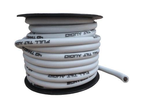Full Tilt 4 Gauge White 50' OFC Power/Ground Cable/Wire - Showtime Electronics