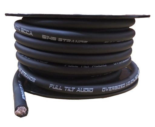 Full Tilt 50' Black 1/0 Gauge CCA Power/Ground Cable - Showtime Electronics