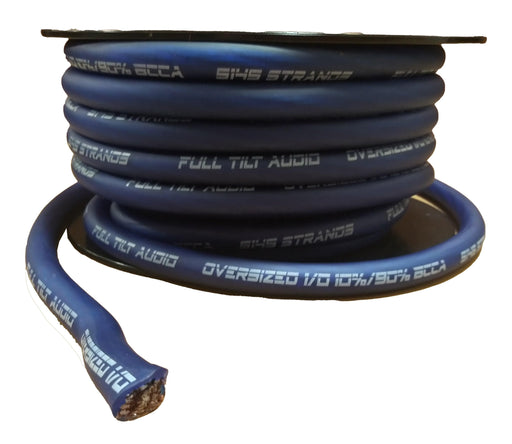 Full Tilt 50' Blue 1/0 Gauge CCA Power/Ground Cable - Showtime Electronics
