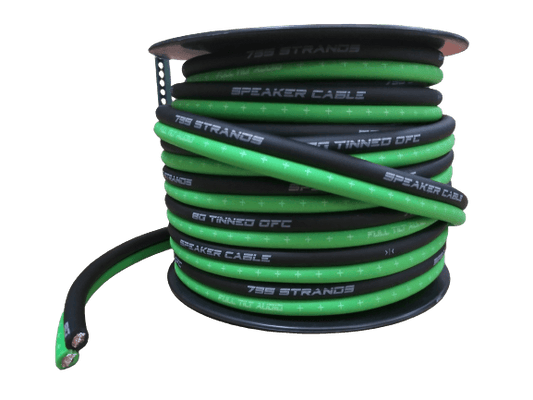 Full Tilt 8 Gauge Lime Green/Black 50' Tinned OFC Oxygen Free Copper Speaker Wire - Showtime Electronics