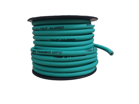 Full Tilt 8 Gauge Teal 50' OFC Power/Ground Cable/Wire - Showtime Electronics