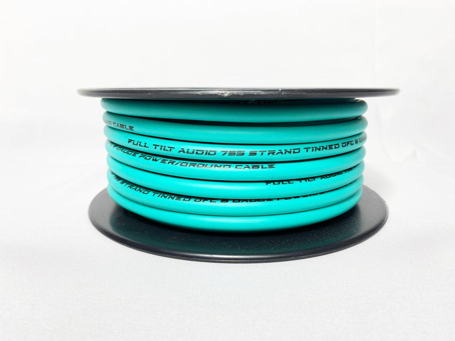 Full Tilt 8 Gauge TEAL Tinned OFC Oxygen Free Copper Power/Ground Cable/Wire AWG - Showtime Electronics