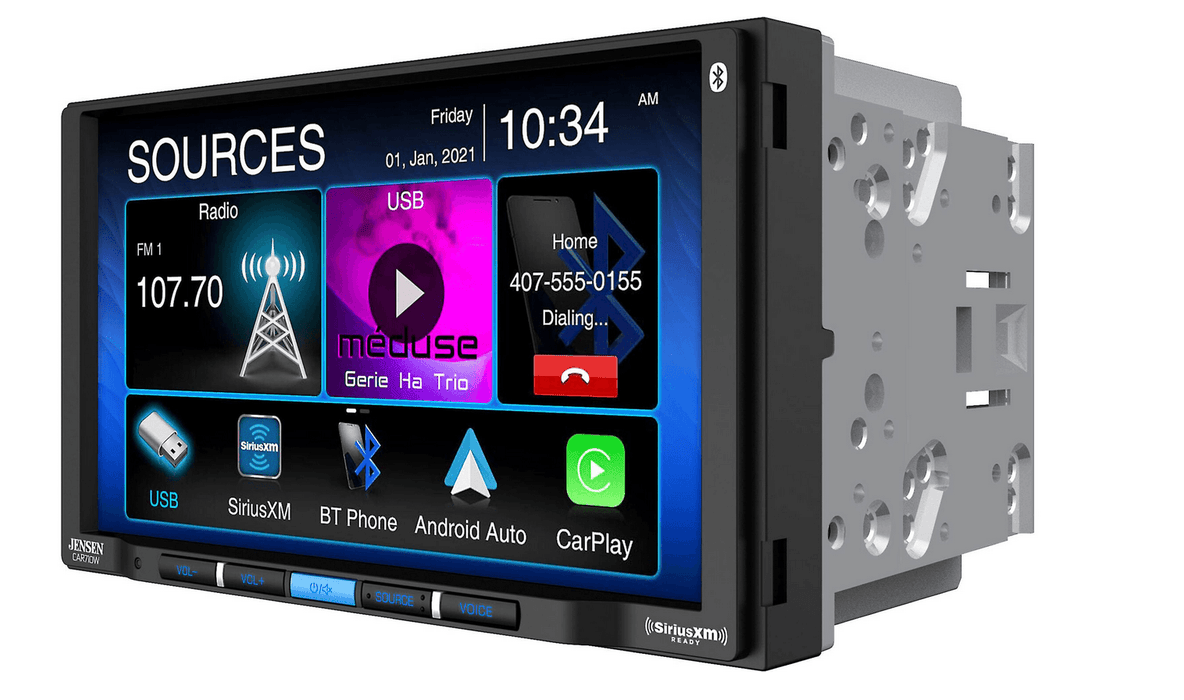 Jensen CAR710W Double-DIN Receiver w/ Apple CarPlay / Android Auto —  Showtime Electronics
