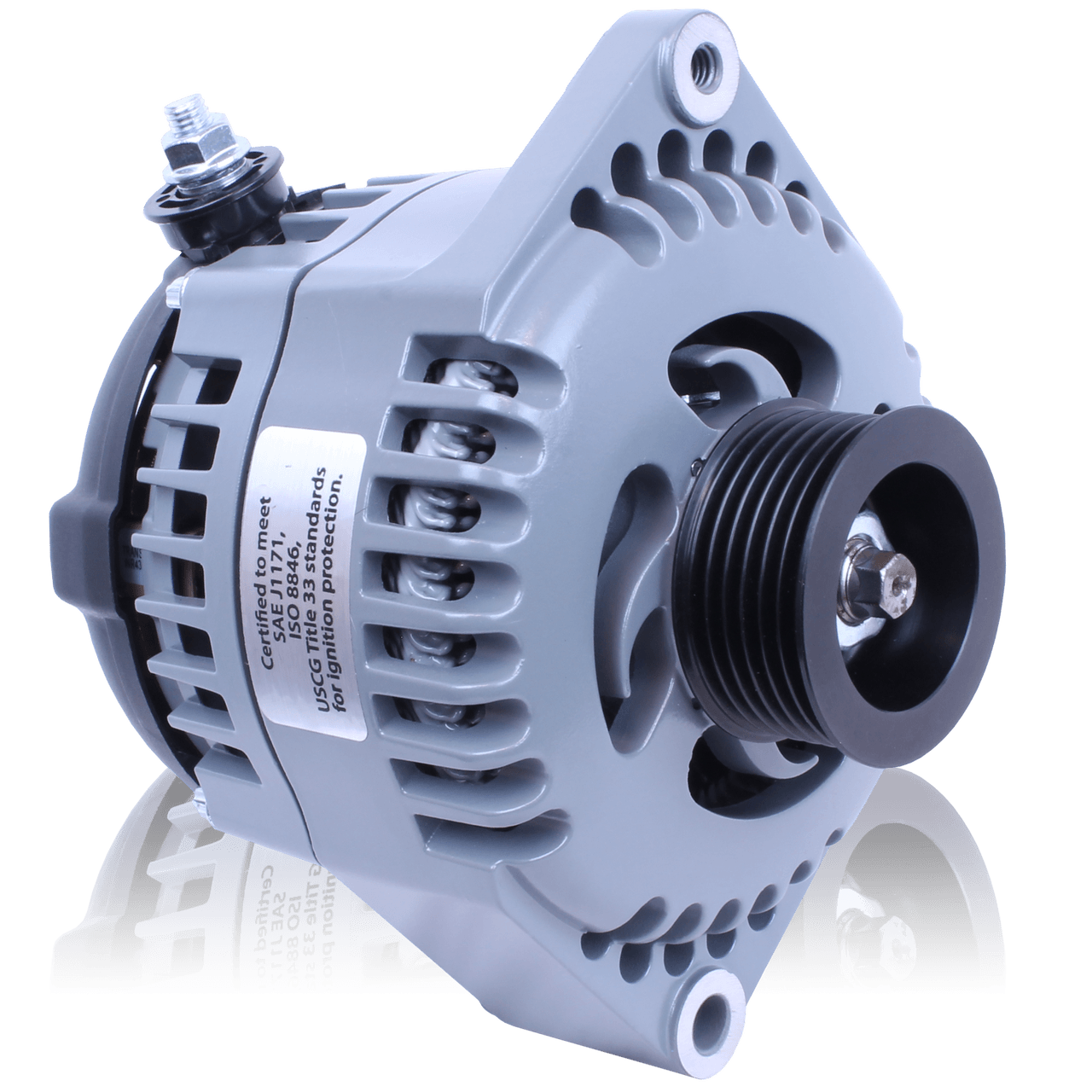 Mechman Marine 170 Amp High Output Alternator For Ski / Wake Board Boats With 12SI 6.61 Inch Bolt Pattern - Showtime Electronics