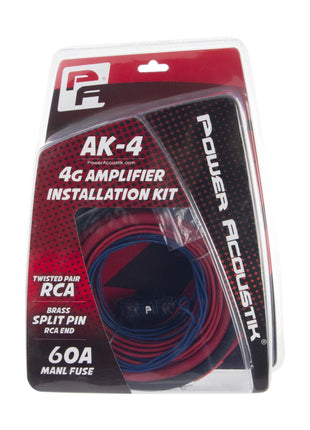 Power Acoustik AK-4 4 Gauge Wire Kit w/ 120A MANL Fuse - Showtime Electronics