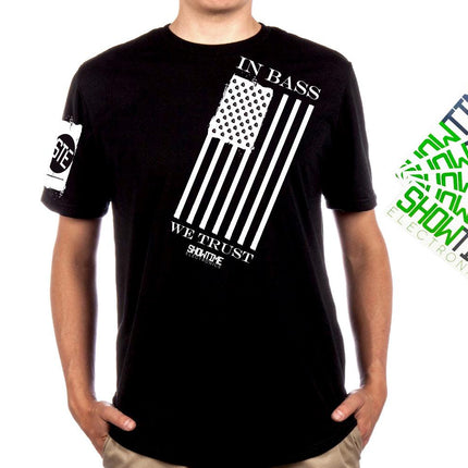 Showtime 'In Bass We Trust' T-Shirt And 5-Pack Decals - Showtime Electronics