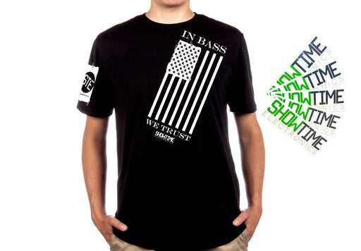Showtime 'In Bass We Trust' T-Shirt And 5-Pack Decals - Showtime Electronics