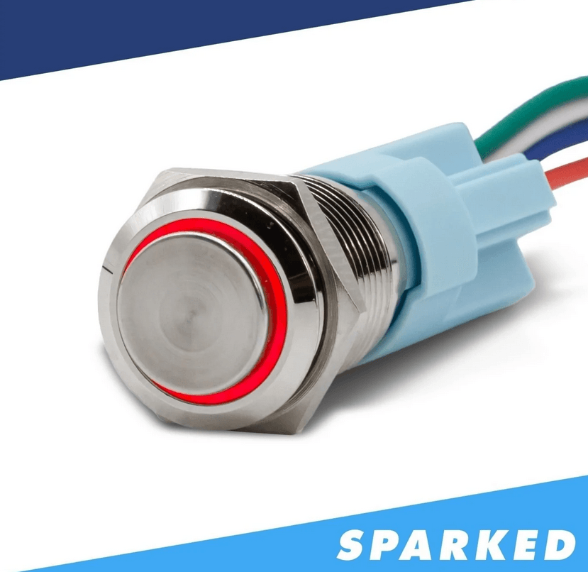 Sparked Innovations Latching Aluminum Push Button Switches - Showtime Electronics