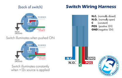 Sparked Innovations Latching Aluminum Push Button Switches - Showtime Electronics