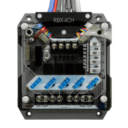 Sparked Innovations RBX-4CH 12VDC 4-Channel Relay Box - Showtime Electronics