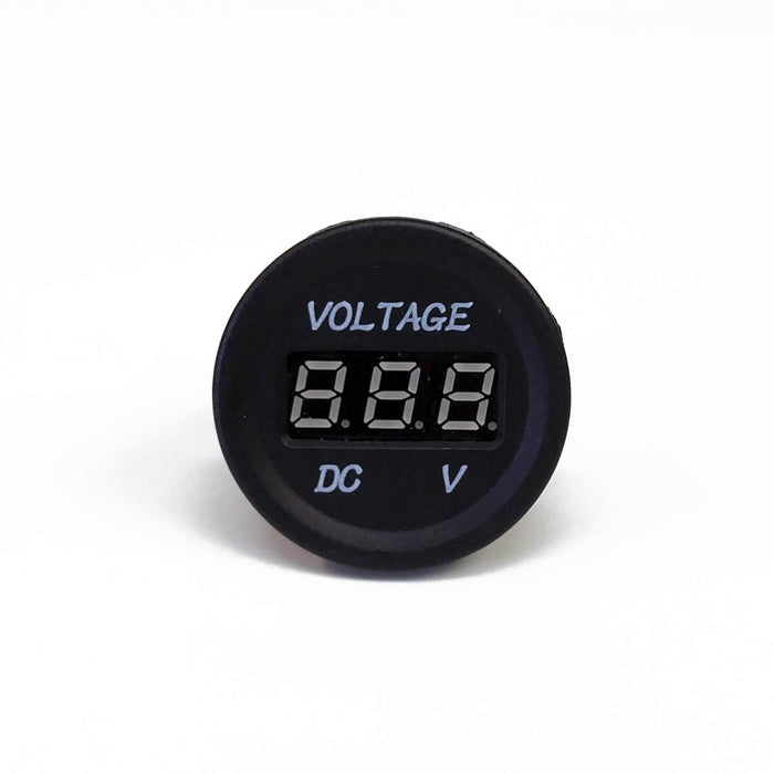Sparked Single Blue 12V Round LED Voltmeter-Lighter Size Car Audio/Racing - Showtime Electronics