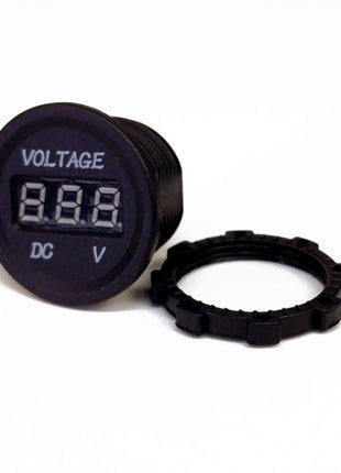 Sparked Single Red 12V Round LED Voltmeter-Lighter Size Car Audio/Racing - Showtime Electronics