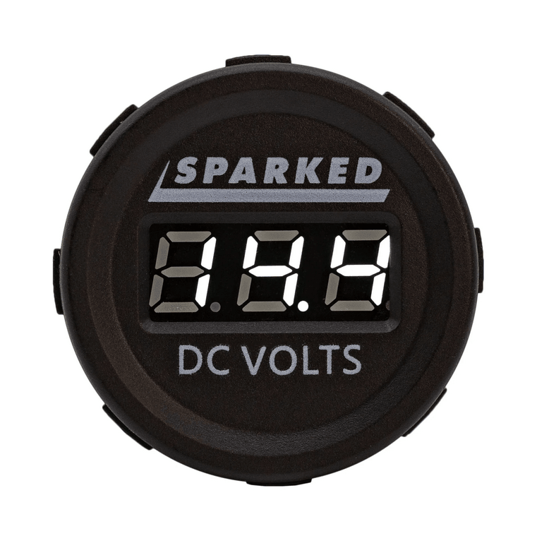 Sparked Single White 12V Round LED Voltmeter-Lighter Size Car Audio/Racing - Showtime Electronics