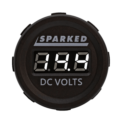 Sparked Single White 12V Round LED Voltmeter-Lighter Size Car Audio/Racing - Showtime Electronics