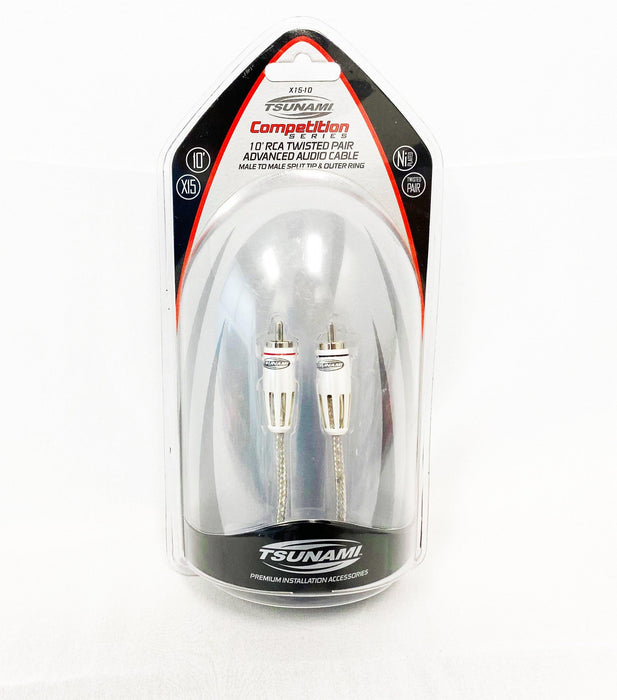 Tsunami X15-10 10' Nickel-Plated Competition Series Twisted Pair RCA - Showtime Electronics